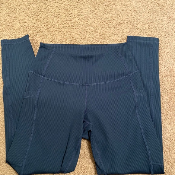 Zella Pants - Z by Zella Ribbed Navy Leggings w/ Pockets